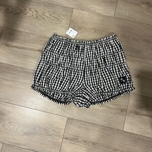 Free People Black and White Gingham Shorts